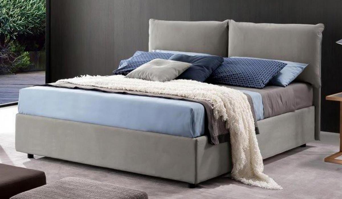 letto contenitore matrimoniale SOMMIER ELEGANT 160tessuto effetto vel